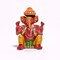 Set of 6 Wooden Musician Ganesha Design Statue Hand Painted Lord Ganesh Sculpture with Musical Instrument Ganpati Figurine for Gift Hindu God Idol Murti for Good Luck & Success (3 Inches)